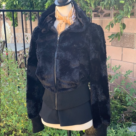 Ambiance Jackets & Blazers - Hooded faux fur bomber jacket by: Ambiance